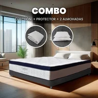 Combo Colchón Confort King 200X200 Cm Medio Firme Ortopédico con Almohada Y Protector