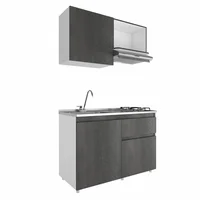 Cocina Integral Arezzo 1.20 Metros Carbono Incluye Mesón Poceta Izquierda con 2 Fogones a Gas Just Home Collection