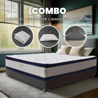 Combo Colchón Y Base Cama Vitality Semidoble 120X190 Cm Medio Firme Ortopédico con Almohada Y Protector