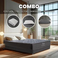 Combo Colchón Y Base Cama Terra Sencillo 100X190 Cm Medio Firme Ortopédico con Almohada Y Protector