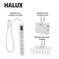 Kit Eléctrico 3 En 1 Multitoma 6 Salidas + Multitoma Pared 3Salidas + Multitoma