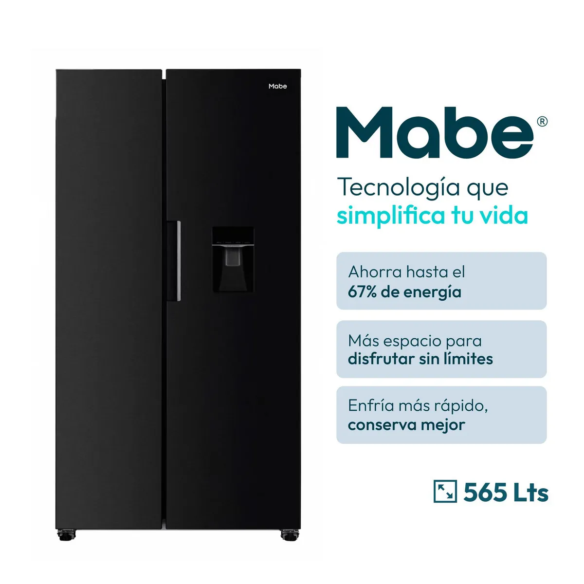 MABE - Nevecón Side By Side 565 Litros Msl565qmlsp0 Negro