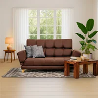 Sofa Cama Ocean Sintetico Café con Cojines