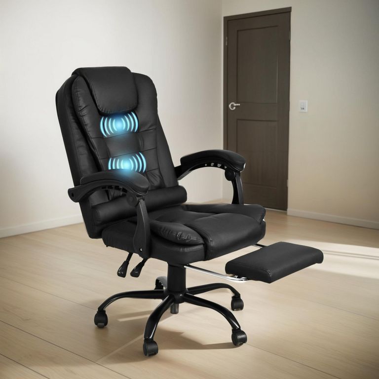 Silla De Oficina HWC-A65, Silla De Escritorio Silla Giratoria Ejecutiva Imitacion De Cuero Mvg Certificado Negro 84629431