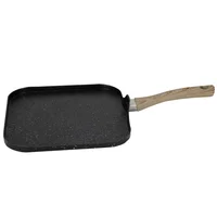 Plancha en Aluminio 26 cm Negro Marbel Inducción Mango Wood Just Home Collection