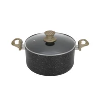 Olla Antiadherente en Aluminio 24cm 4.9 Litros Marbel Mango W Negro Just Home Collection