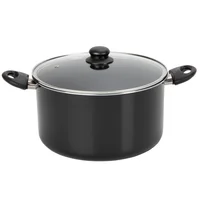Olla Antiadherente en Aluminio 28cm 9.3 Litros Negra Tapa Vidrio Casa Bonita