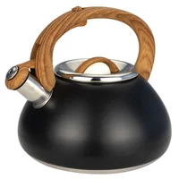Tetera 3 Litros Acero Negro Mango Madera