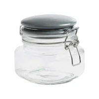 Frasco Vidrio 0.5 Litros con Tapa Cerámica Gris