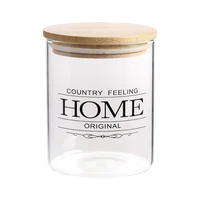 Recipiente en Vidrio Borosilicatado 0.7 Litros Transparente Tapa Bambú Just Home Collection