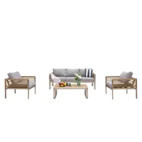 Juego De Terraza Sala Exterior Aluminio/Madera Teca 4 Piezas Ischia