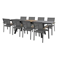 Juego Comedor Exterior 8 Puestos Aluminio Gris / Madera Creta