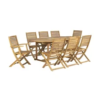 Juego Comedor Exterior 8 Puestos Madera Acacia Sillas Plegables Nimes