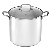 Olla Acero Inoxidable Largo 30cm 18.9 Litros con Tapa de Vidrio Just Home Collection