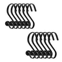 Set de 12 Gancho Cortina Baño Negro