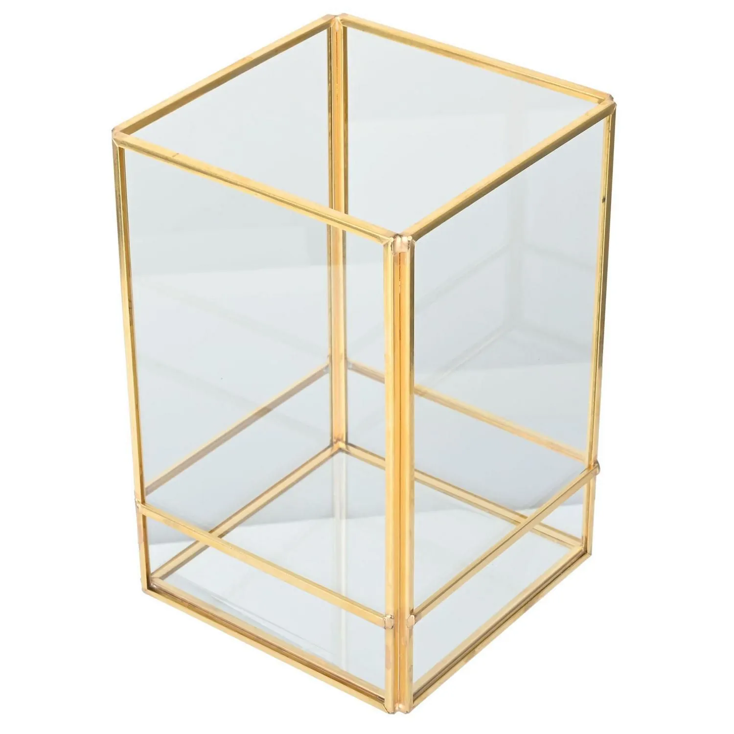 DKD Home Decor Farol De Metal Y Cristal, Dorado, 18x18x36 Cm, Estilo árabe, Sin Batería