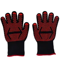 Guantes Para Asador Algodón Antideslizantes Negro/Rojo