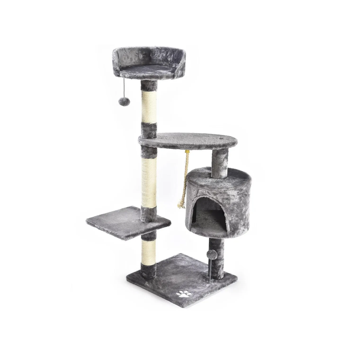 Gimnasio para Gatos en Madera Tipo Árbol con Rascadera  40x40x112cm Pequeño Gris Petizoos