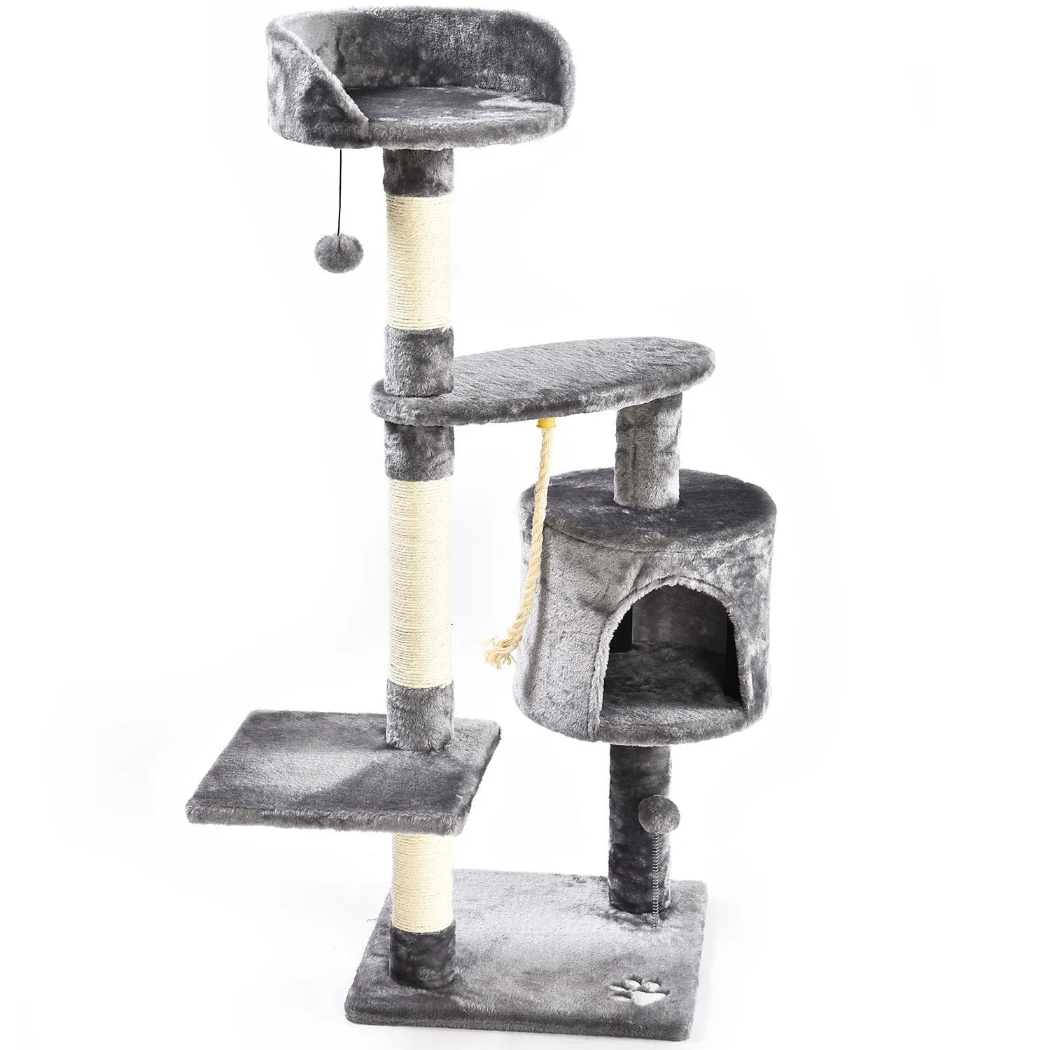 Gimnasio para Gatos en Madera Tipo Árbol con Rascadera  40x40x112cm Pequeño Gris Petizoos 5