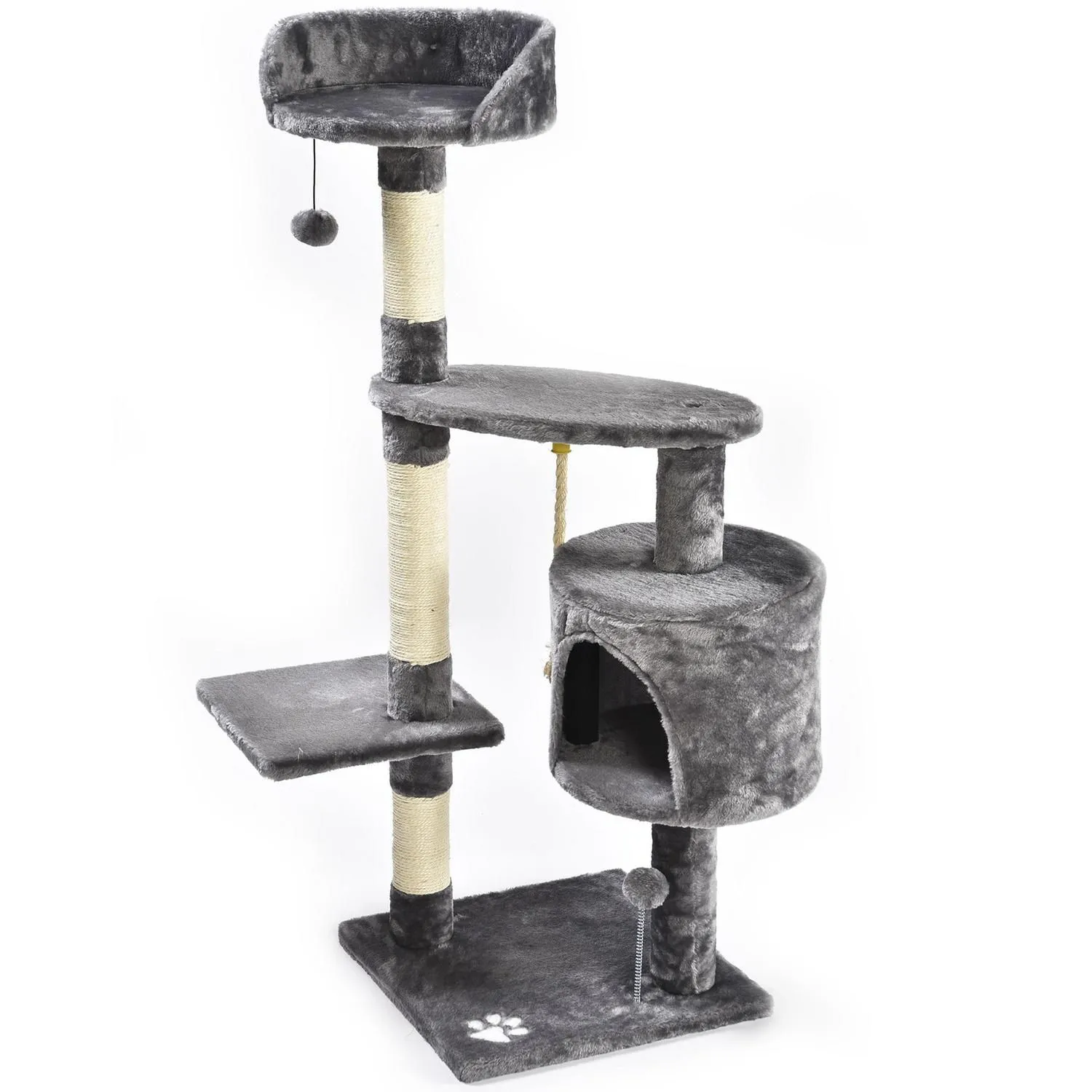 Gimnasio para Gatos en Madera Tipo Árbol con Rascadera  40x40x112cm Pequeño Gris Petizoos 6