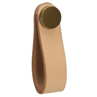 Pomo Piel Marron Boton Negro Gl24