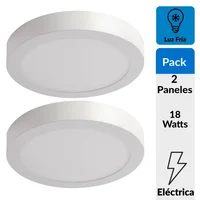 Set de 2 Panel LED Sobreponer Circular 18w Luz Fría  Certificado