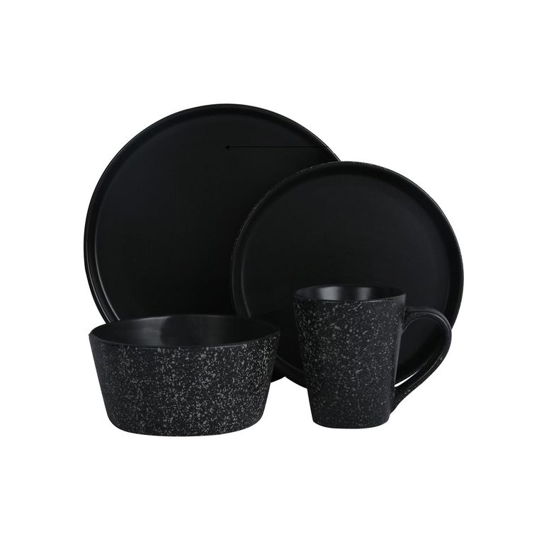 Vajilla Corona Negra Vajilla Mármol Negra Puestos 16 Piezas