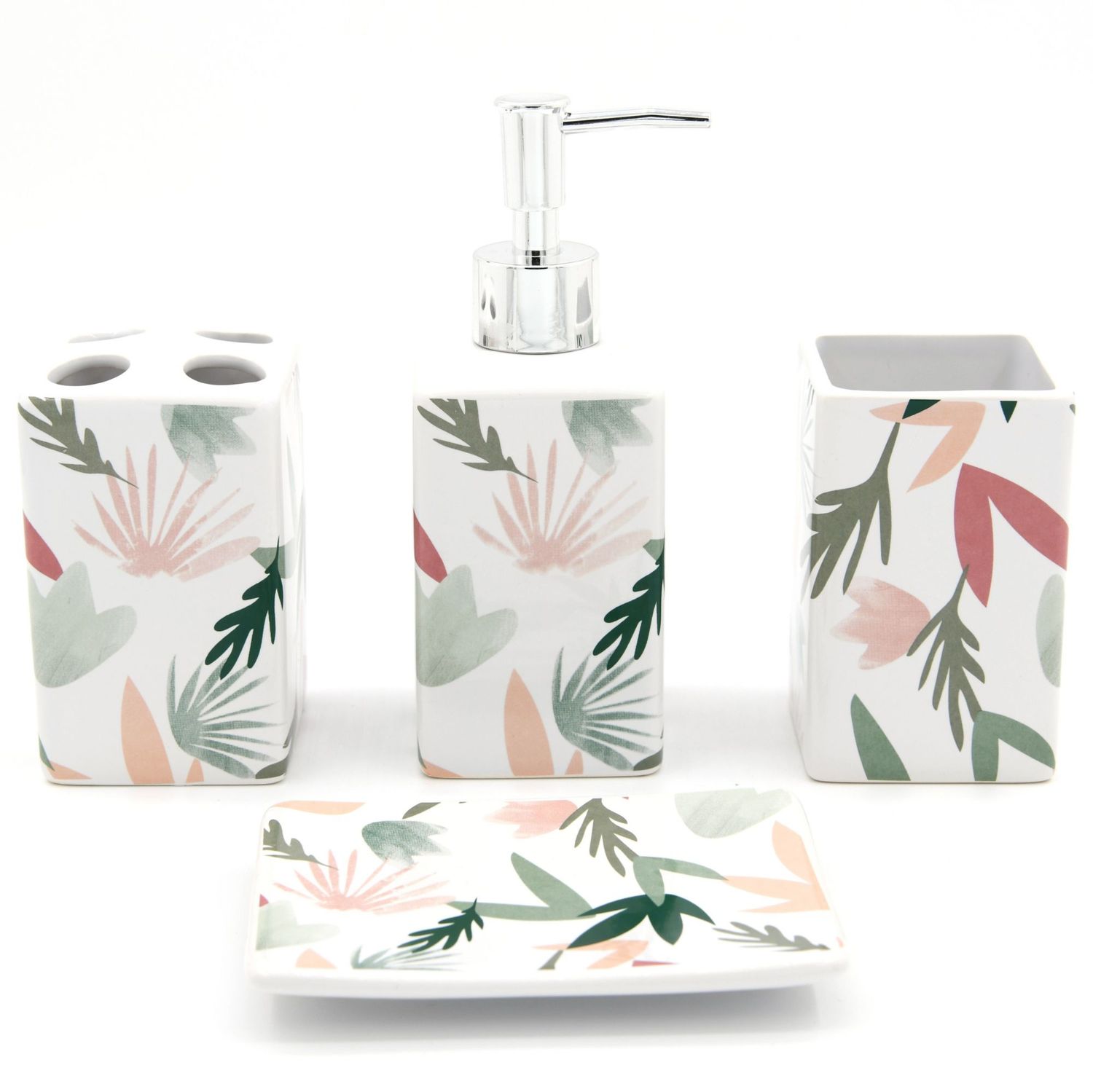 Set De 2 Set Baño 8 Piezas Hojas Multicolor - Homecenter.com.co