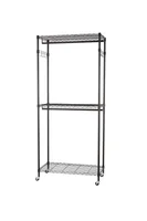 Estante Metal 3 Niveles con Ruedas 90x206x45 cm Negro