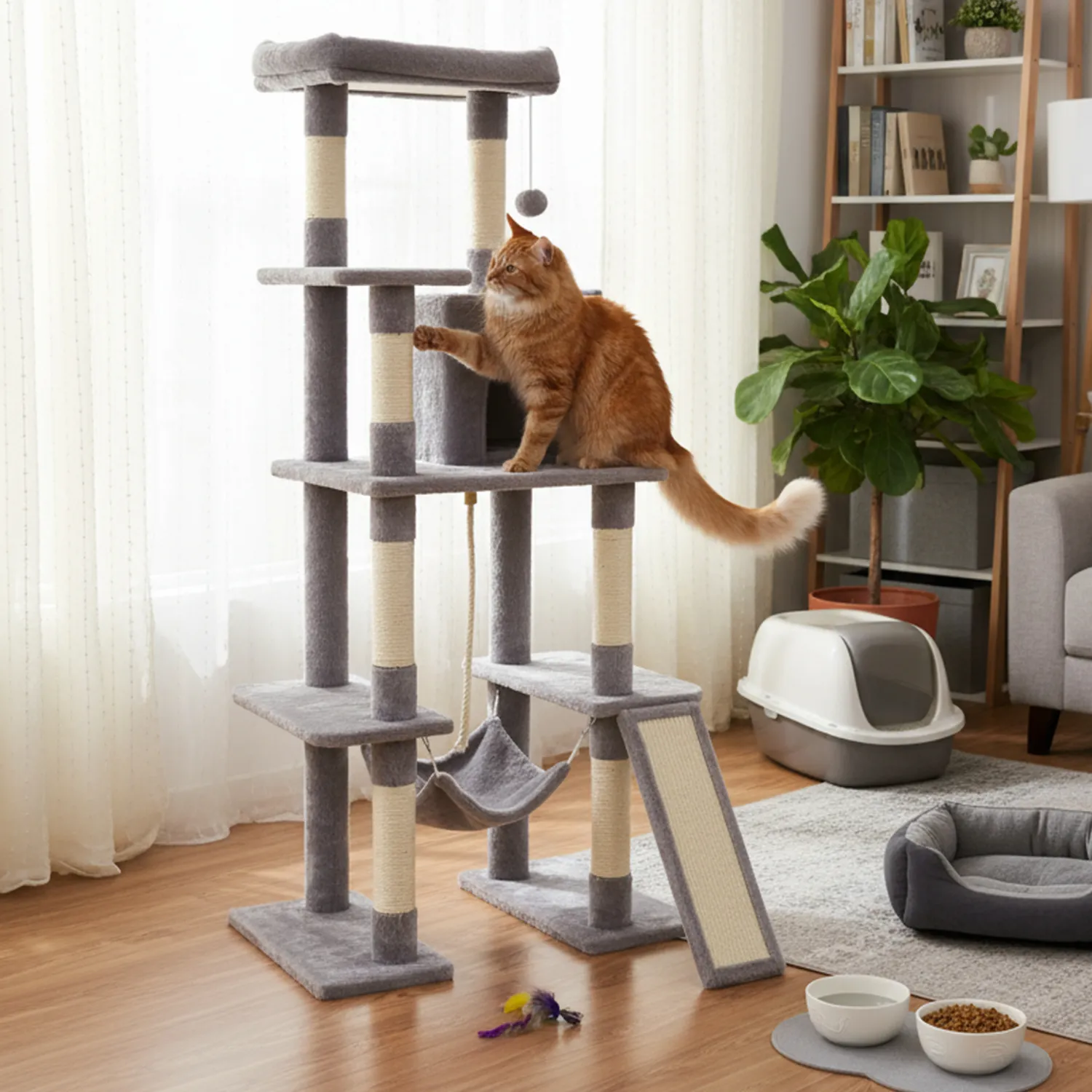 Gimnasio Para Gato Gris 159x77x48.5cm