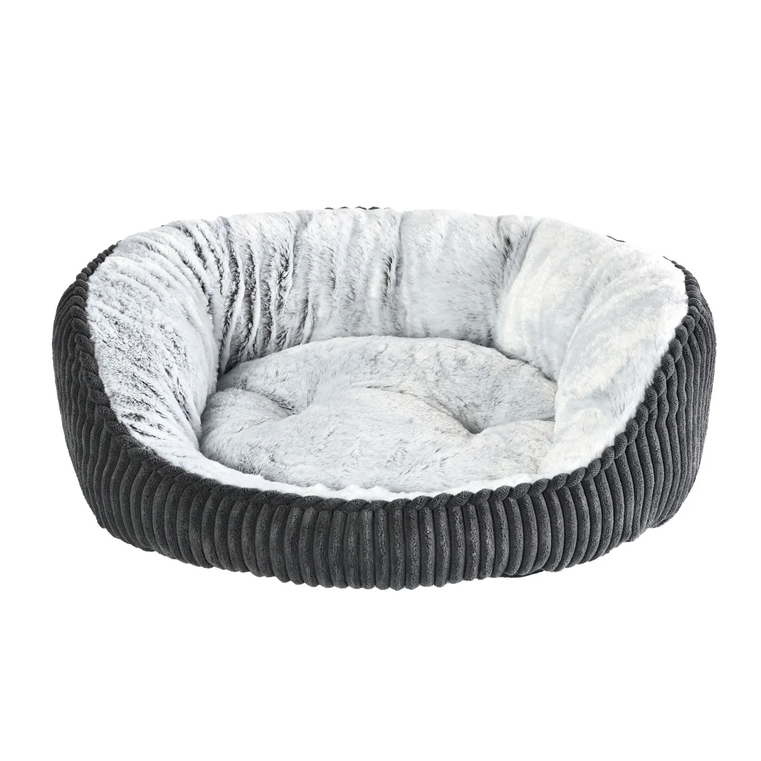 Cama Para Mascotas Redonda 55x45x17cm Negro Y Gris Petizoos