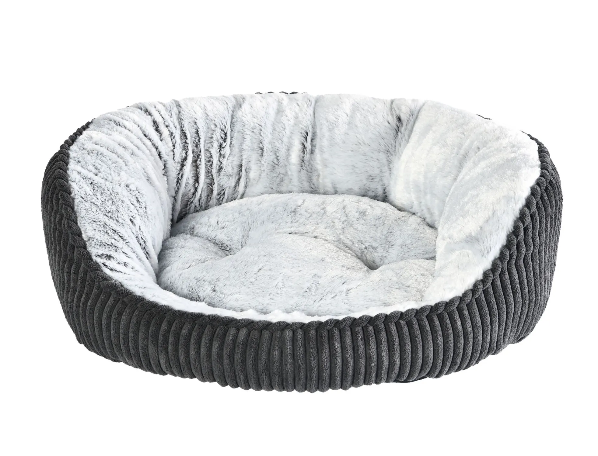 Cama Para Mascotas Redonda 55x45x17cm Negro Y Gris Petizoos 6