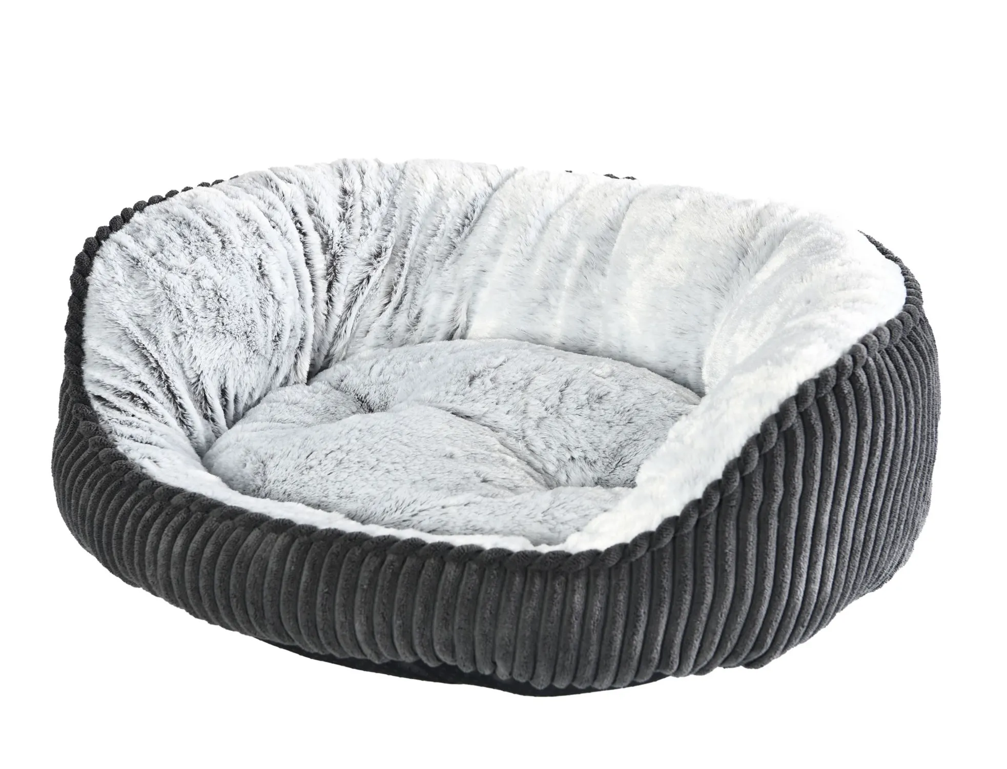 Cama Para Mascotas Redonda 55x45x17cm Negro Y Gris Petizoos 7