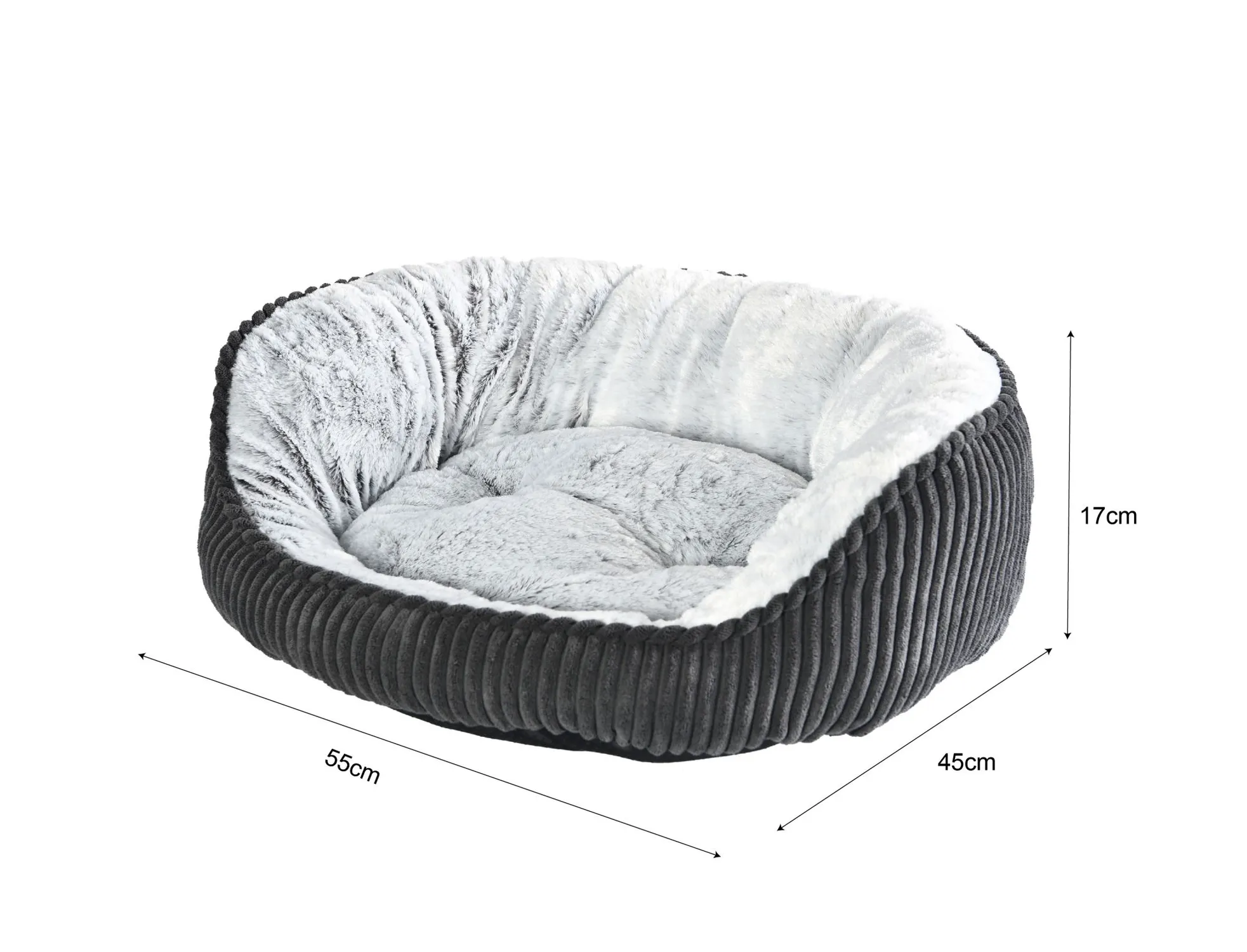 Cama Para Mascotas Redonda 55x45x17cm Negro Y Gris Petizoos 12