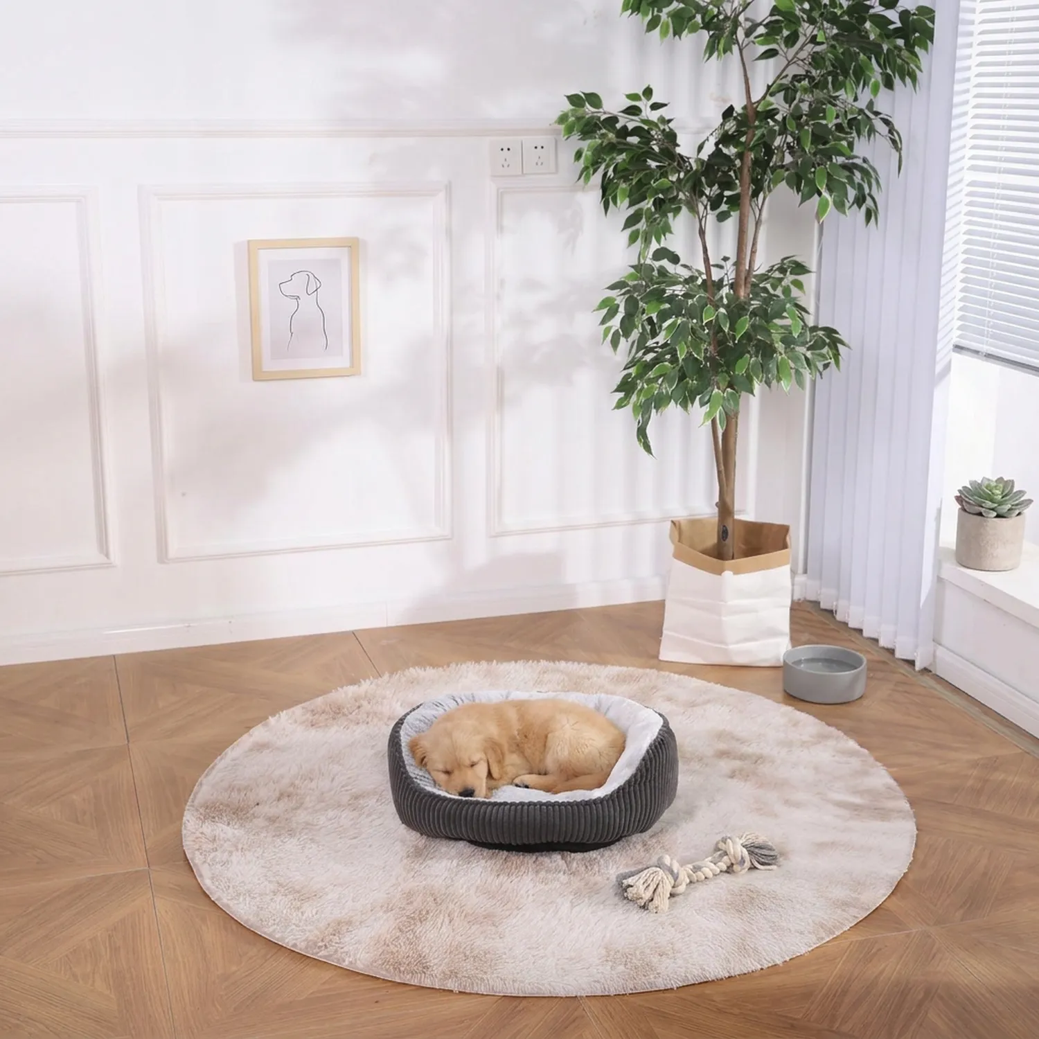 Cama Para Mascotas Redonda 55x45x17cm Negro Y Gris Petizoos 4
