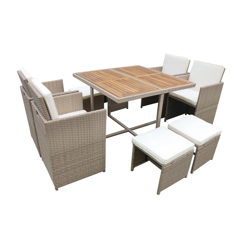 Juego Comedor Exterior 9 Piezas Rattan New Just Home Collection ...
