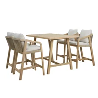 Juego Bar Exterior 5 Piezas Madera Lucca Beige