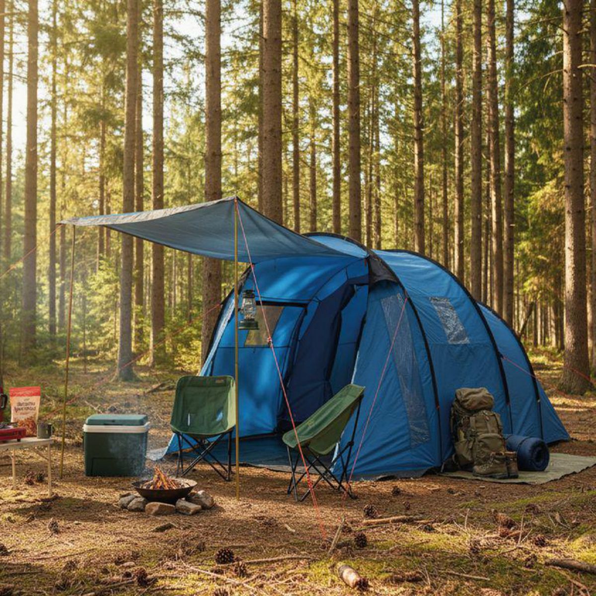 KLIMBER - Carpa para Camping Klimber 4 Personas Azul Resistente al Agua, Ligera , Fácil de Armar, Ventilada y Compacta