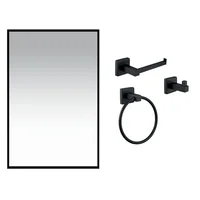 Set Buka Espejo + Accesorios de Baño x4 Piezas Negro Mate Sensi Dacqua