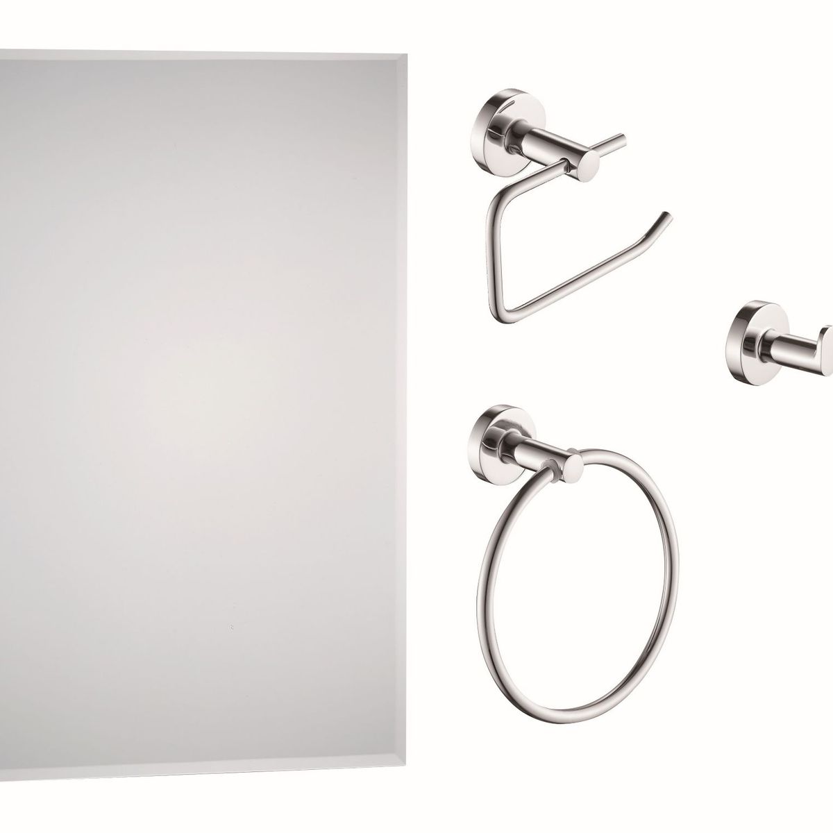 SENSI DACQUA - Set Accesorios De Baño Isla 4 Piezas + Espejo Cromado Sensi Dacqua
