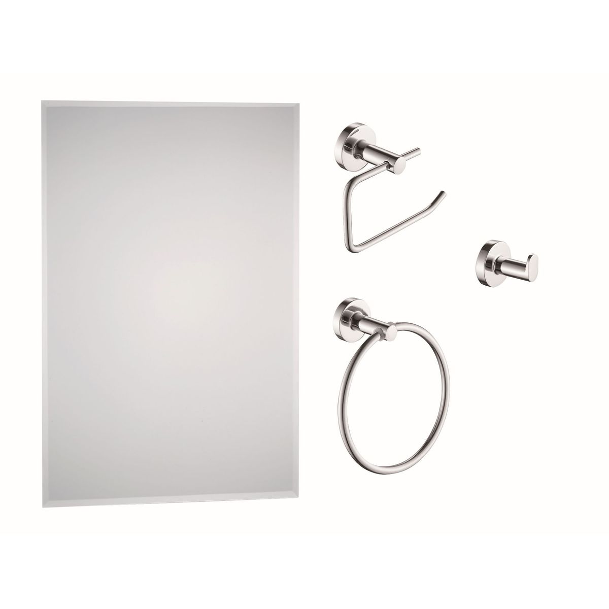 SENSI DACQUA - Set Accesorios De Baño Isla 4 Piezas + Espejo Cromado Sensi Dacqua