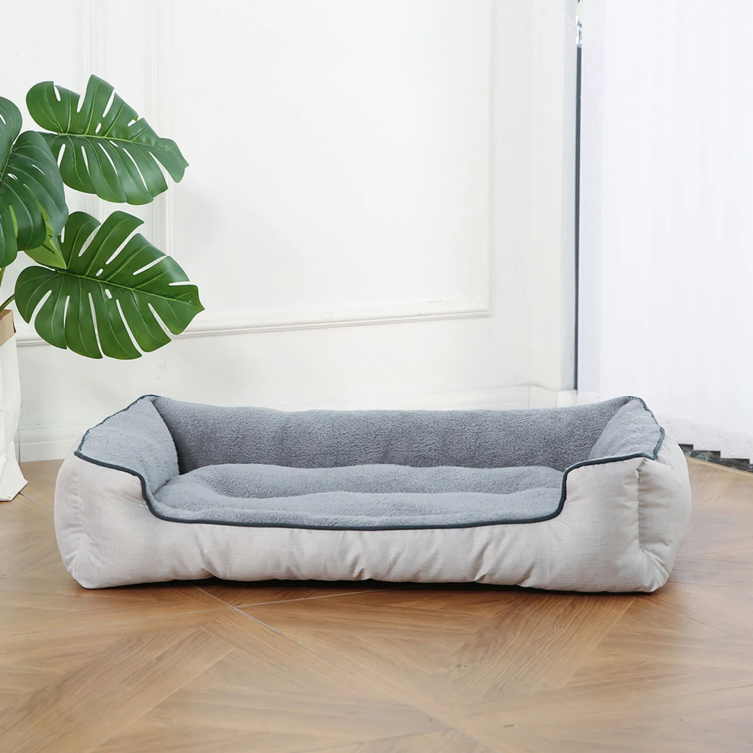 Cama Perro Talla L 90x68 Cm Beige Gris Petizoos 5