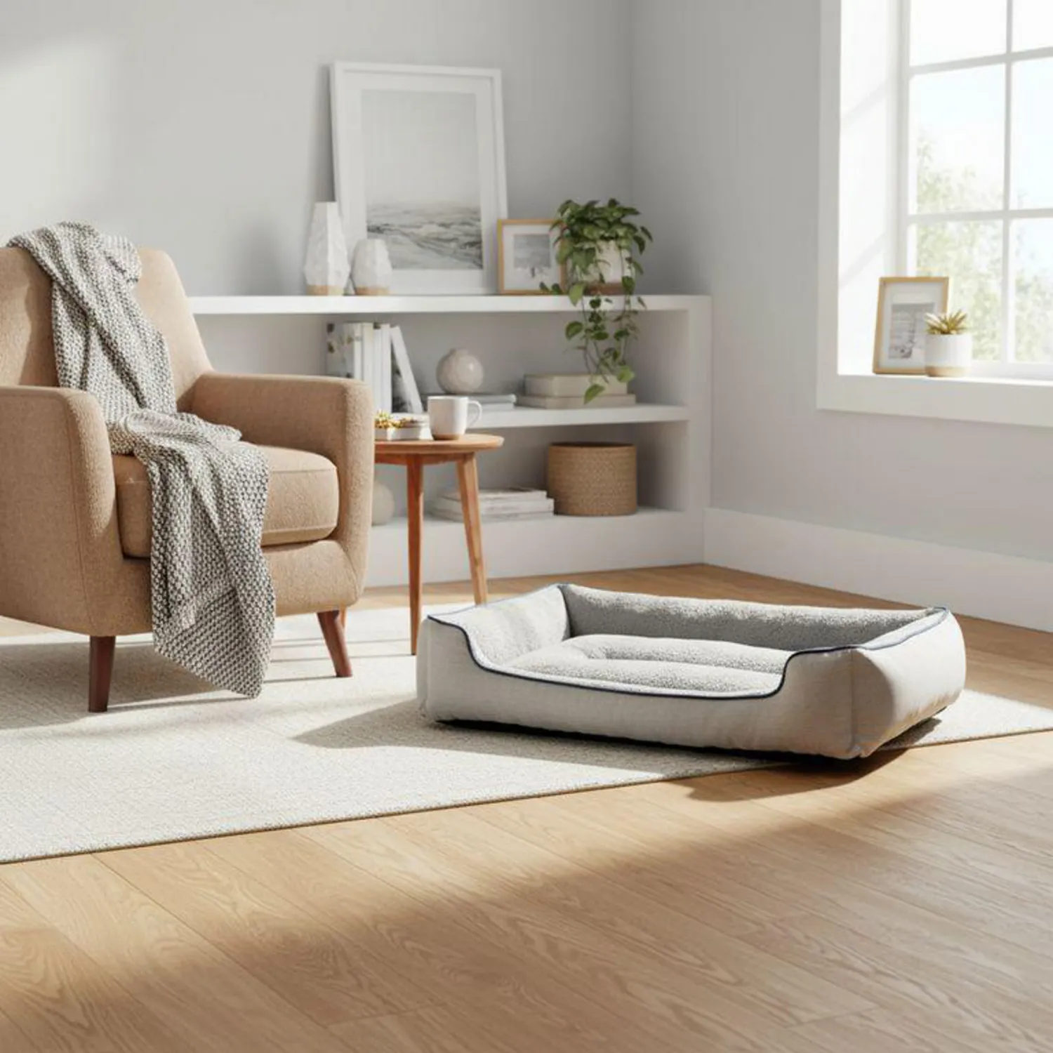 Cama Perro Talla L 90x68 Cm Beige Gris Petizoos 3