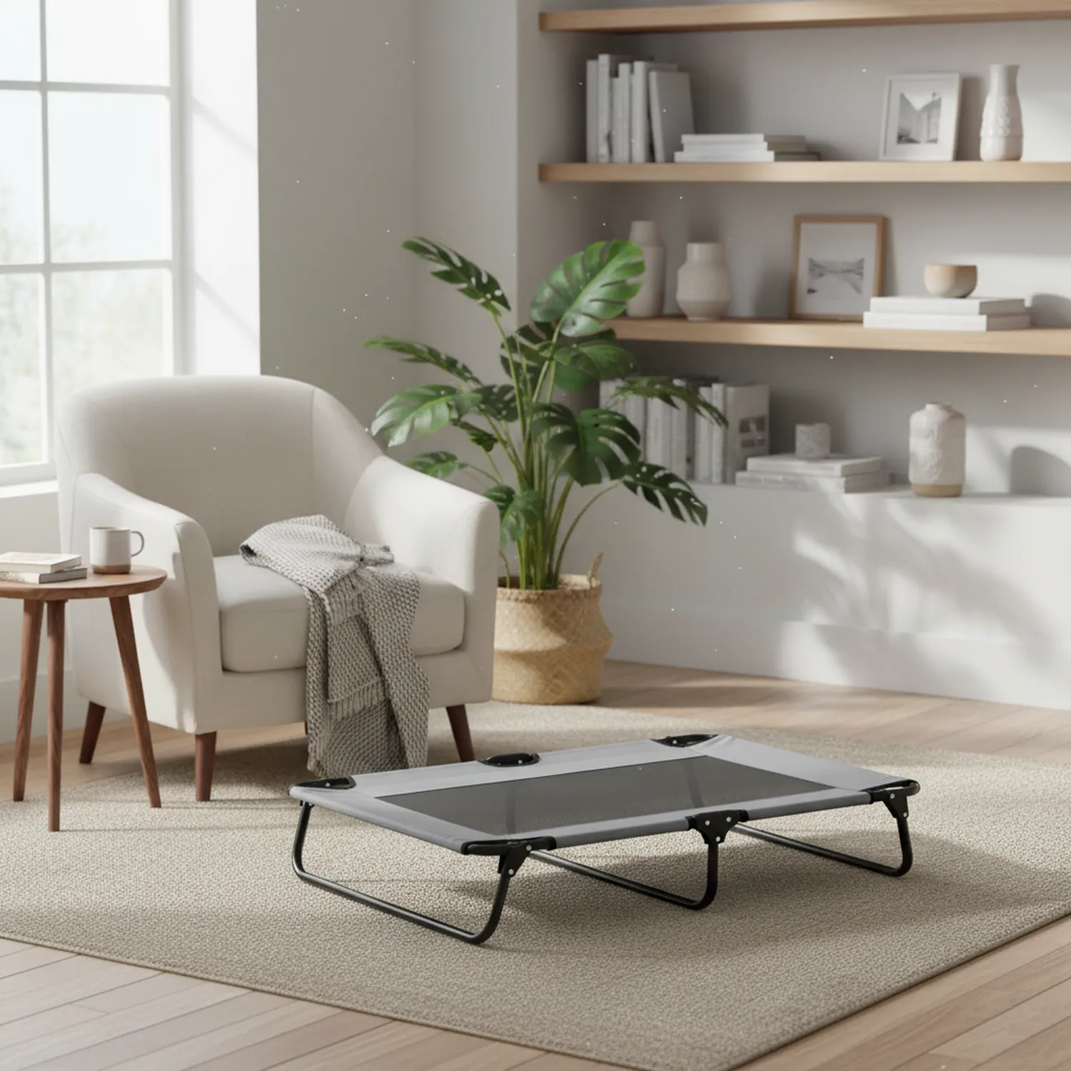 Cama Elevada Para Perro 89x61x20cm Gris 4