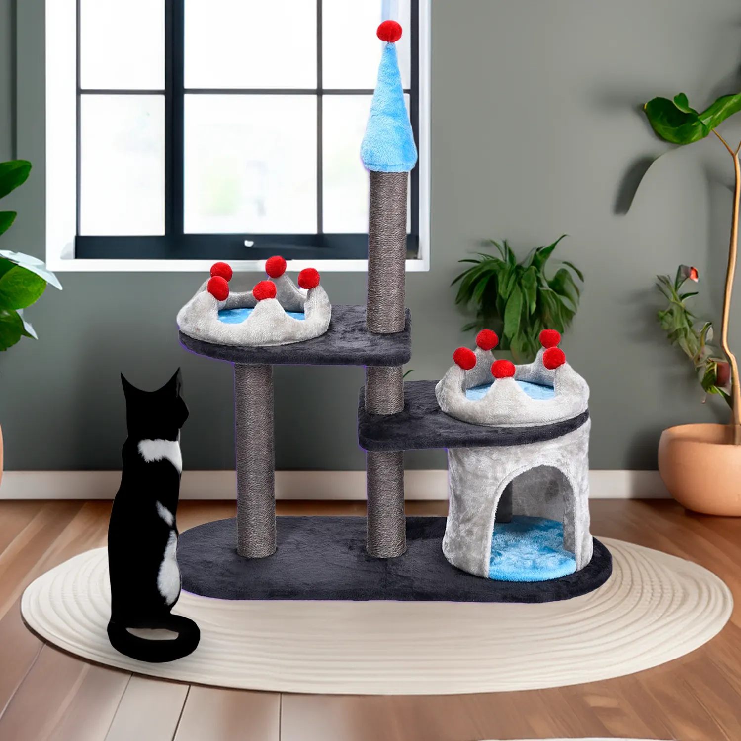 Rascador Para Gatos 97x90x116cm Grande Gris 
Petizoos