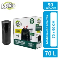 Bolsa de Basura 70x90cm Rollo x90 Unidades con Amarre Mediana Negro