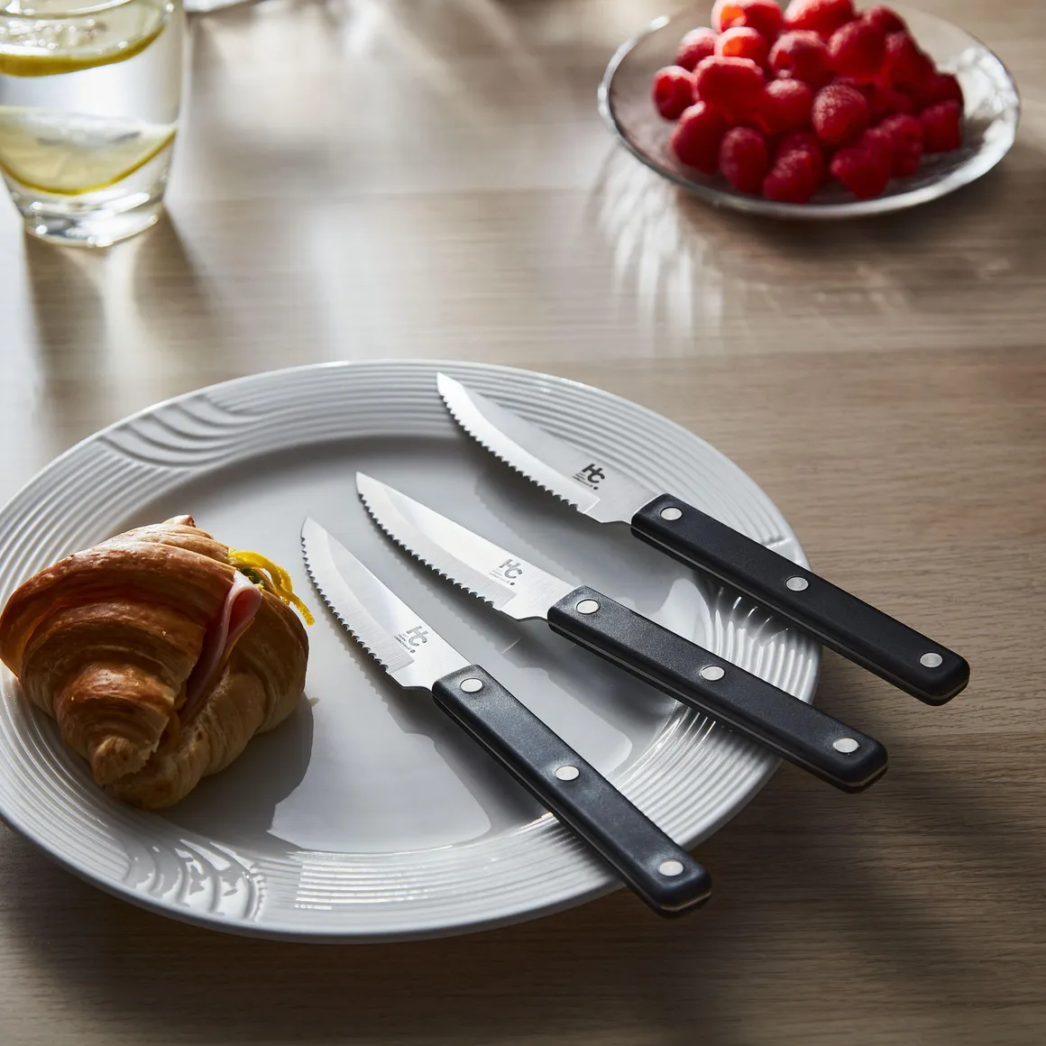 Set de 3 Cuchillos Carnicero Sierra/Carne Acero Inoxidable y Mango en ...