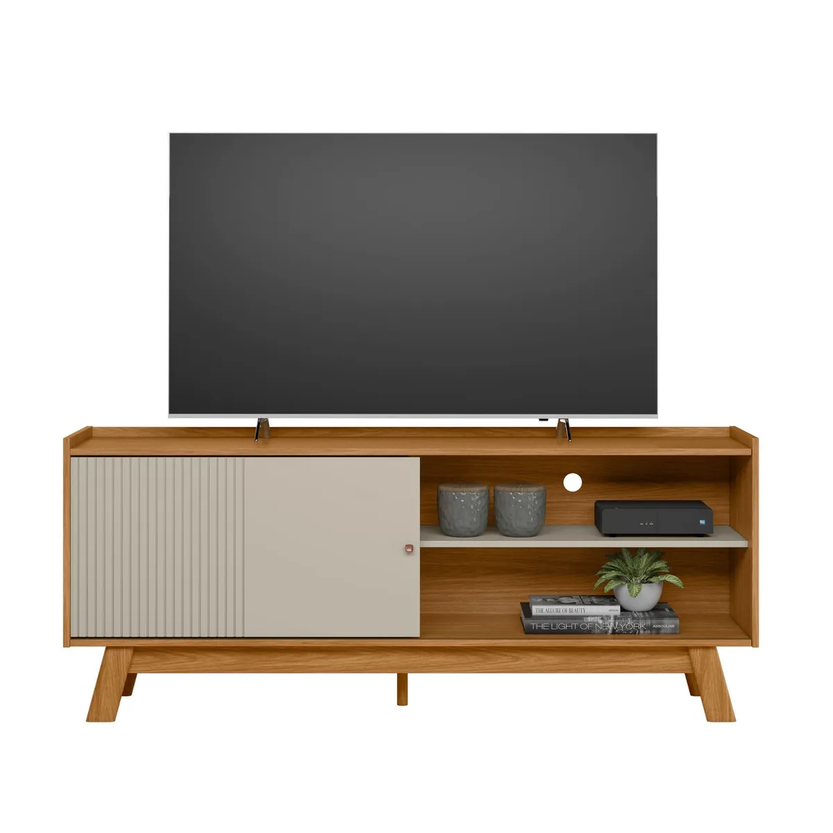 JUST HOME COLLECTION - Mesa de TV Aurum 160x66x36 cm Natural/Blanco