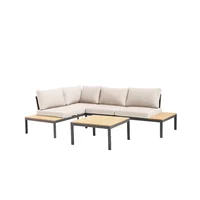 Juego De Terraza Sala Exterior Esquinero Metal/Textil 3 Piezas Saint Jhon Beige
