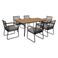 Juego Comedor Exterior 6 Puestos Metal Negro Granada